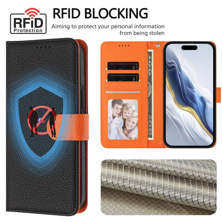 For iPhone 16 Pro Detachable Litchi Texture Magnetic Side-Patch Vegan Leather Phone Case