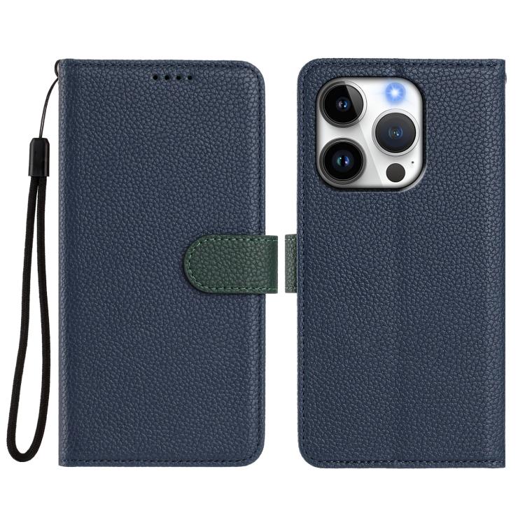 For iPhone 16 Pro Detachable Litchi Texture Magnetic Side-Patch Vegan Leather Phone Case