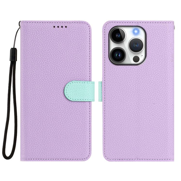 For iPhone 16 Pro Detachable Litchi Texture Magnetic Side-Patch Vegan Leather Phone Case