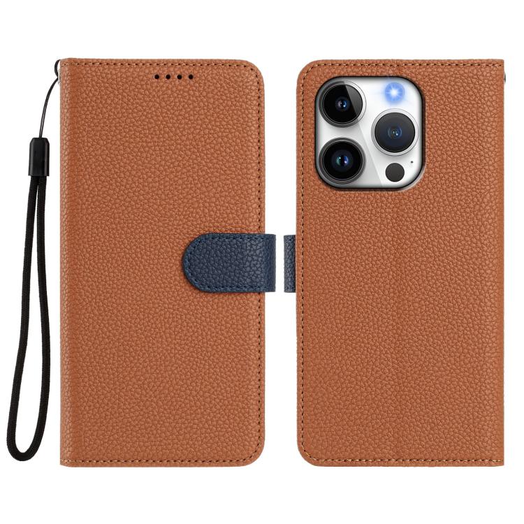 For iPhone 16 Pro Detachable Litchi Texture Magnetic Side-Patch Vegan Leather Phone Case