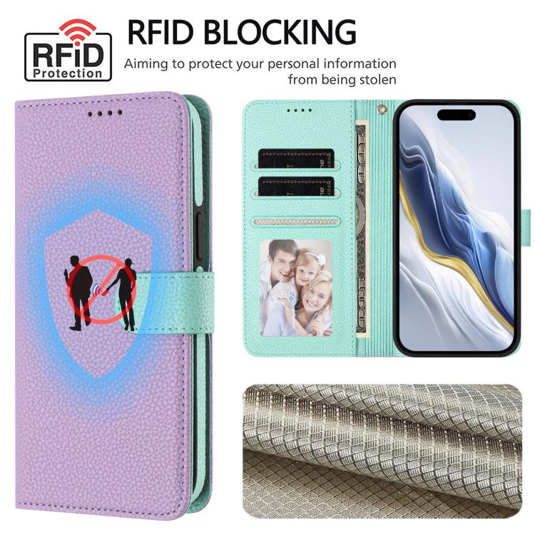 For iPhone 16 Plus Detachable Litchi Texture Magnetic Side-Patch Vegan Leather Phone Case