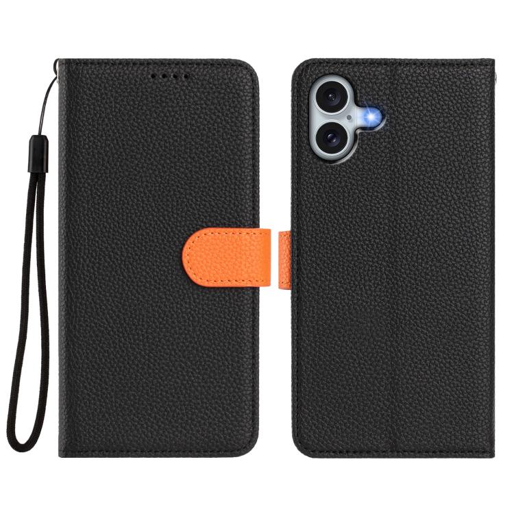 For iPhone 16 Detachable Litchi Texture Magnetic Side-Patch Vegan Leather Phone Case