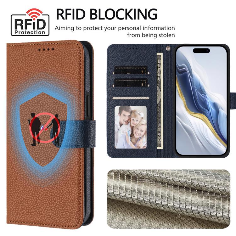 For iPhone 15 Pro Max Detachable Litchi Texture Magnetic Side-Patch Vegan Leather Phone Case