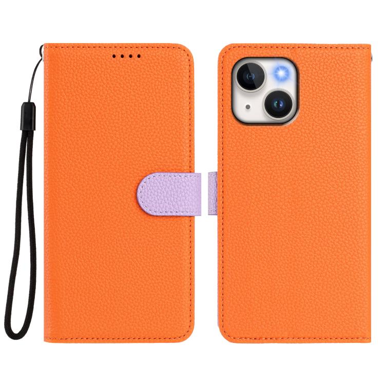 For iPhone 15 Detachable Litchi Texture Magnetic Side-Patch Vegan Leather Phone Case