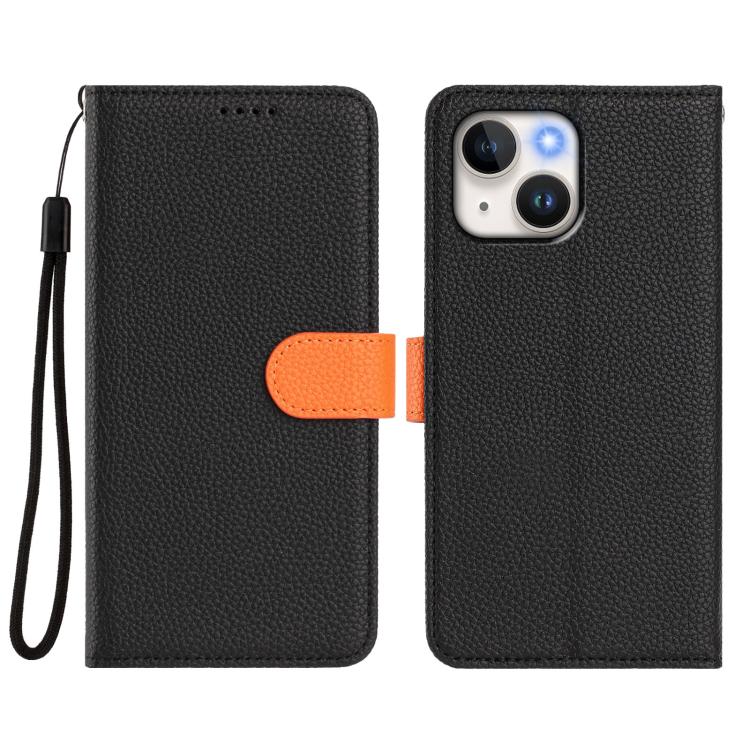 For iPhone 14 Detachable Litchi Texture Magnetic Side-Patch Vegan Leather Phone Case