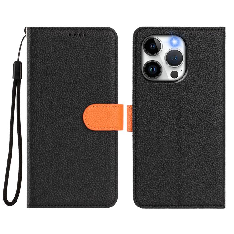 For iPhone 14 Pro Detachable Litchi Texture Magnetic Side-Patch Vegan Leather Phone Case