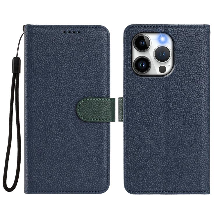 For iPhone 14 Pro Max Detachable Litchi Texture Magnetic Side-Patch Vegan Leather Phone Case