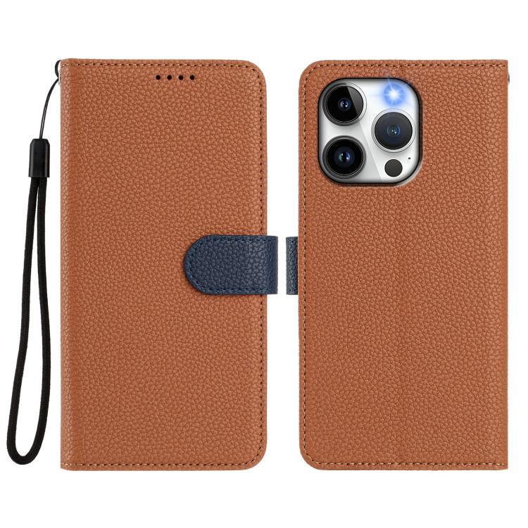 For iPhone 14 Pro Max Detachable Litchi Texture Magnetic Side-Patch Vegan Leather Phone Case