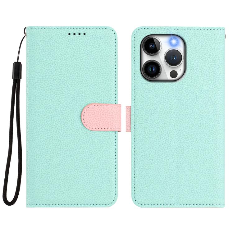 For iPhone 13 Pro Max Detachable Litchi Texture Magnetic Side-Patch Vegan Leather Phone Case