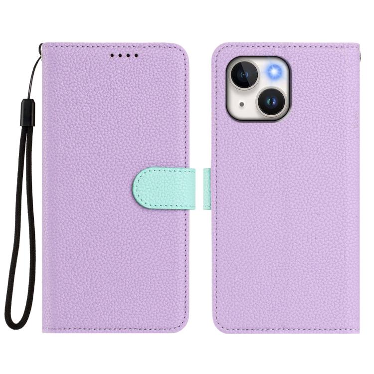 For iPhone 13 Detachable Litchi Texture Magnetic Side-Patch Vegan Leather Phone Case