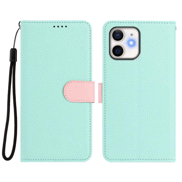 For iPhone 12 / 12 Pro Detachable Litchi Texture Magnetic Side-Patch Vegan Leather Phone Case