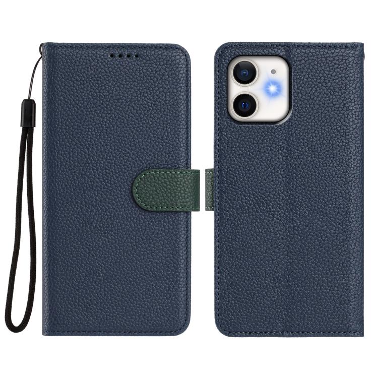 For iPhone 12 / 12 Pro Detachable Litchi Texture Magnetic Side-Patch Vegan Leather Phone Case