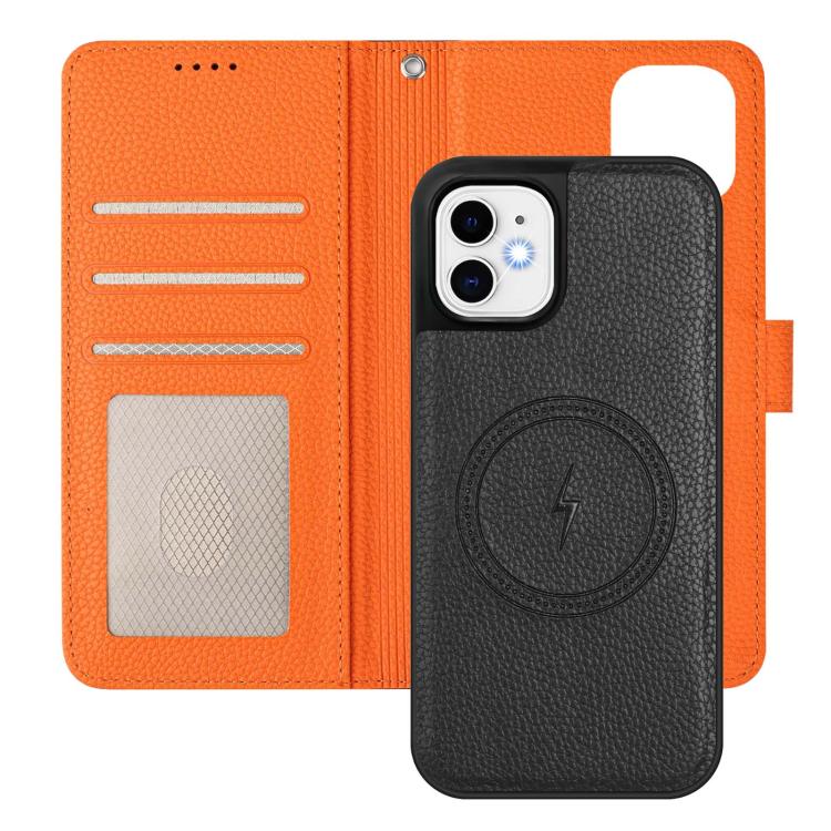 For iPhone 11 Detachable Litchi Texture Magnetic Side-Patch Vegan Leather Phone Case
