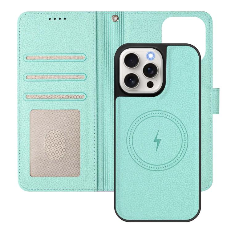 For iPhone 11 Pro Detachable Litchi Texture Magnetic Side-Patch Vegan Leather Phone Case
