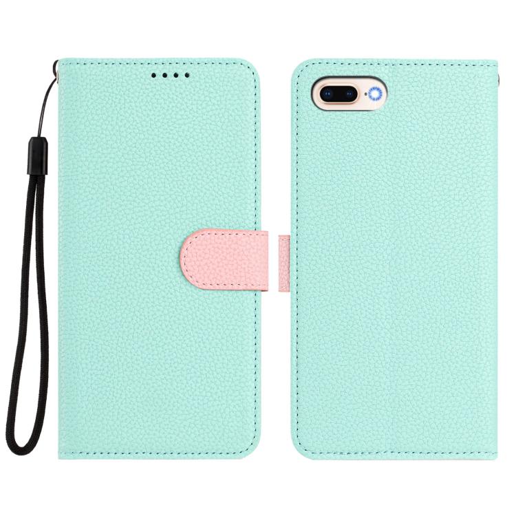 For iPhone 8 Plus / 7 Plus Detachable Litchi Texture Magnetic Side-Patch Vegan Leather Phone Case