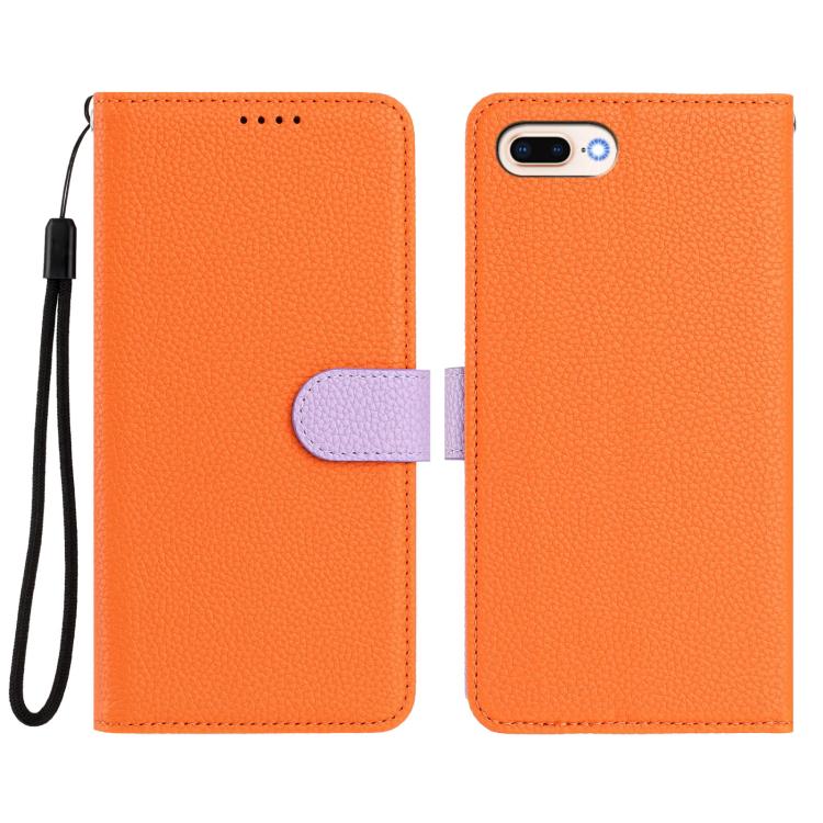 For iPhone 8 Plus / 7 Plus Detachable Litchi Texture Magnetic Side-Patch Vegan Leather Phone Case