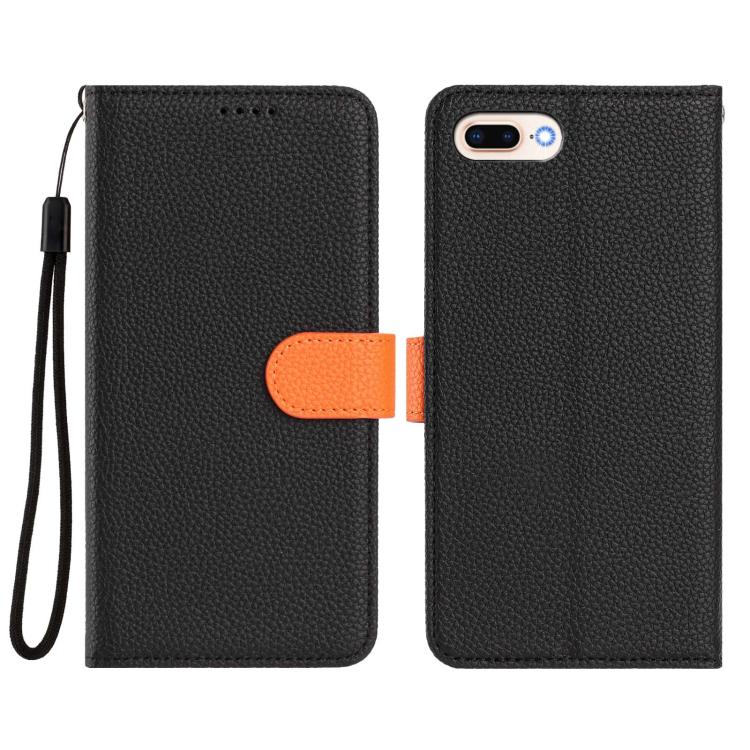 For iPhone 8 Plus / 7 Plus Detachable Litchi Texture Magnetic Side-Patch Vegan Leather Phone Case