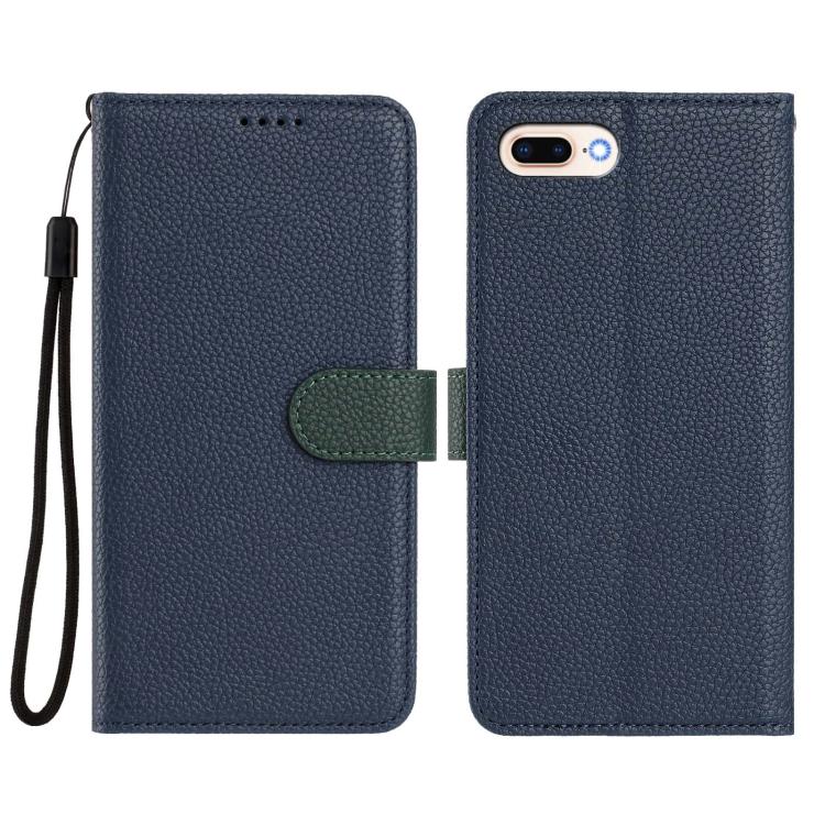 For iPhone 8 Plus / 7 Plus Detachable Litchi Texture Magnetic Side-Patch Vegan Leather Phone Case