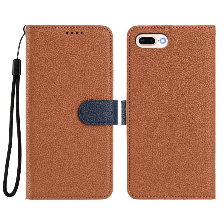 For iPhone 8 Plus / 7 Plus Detachable Litchi Texture Magnetic Side-Patch Vegan Leather Phone Case