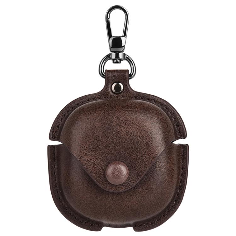 For Samsung Galaxy Buds Core Business Leather Bluetooth Earphone Protective Case with Hook