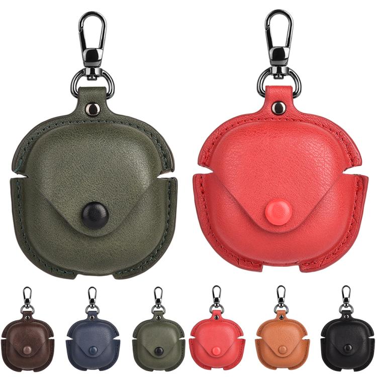 For Samsung Galaxy Buds Core Business Leather Bluetooth Earphone Protective Case with Hook