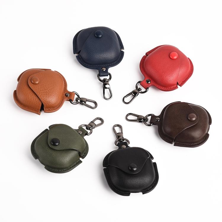 For Samsung Galaxy Buds Core Business Leather Bluetooth Earphone Protective Case with Hook
