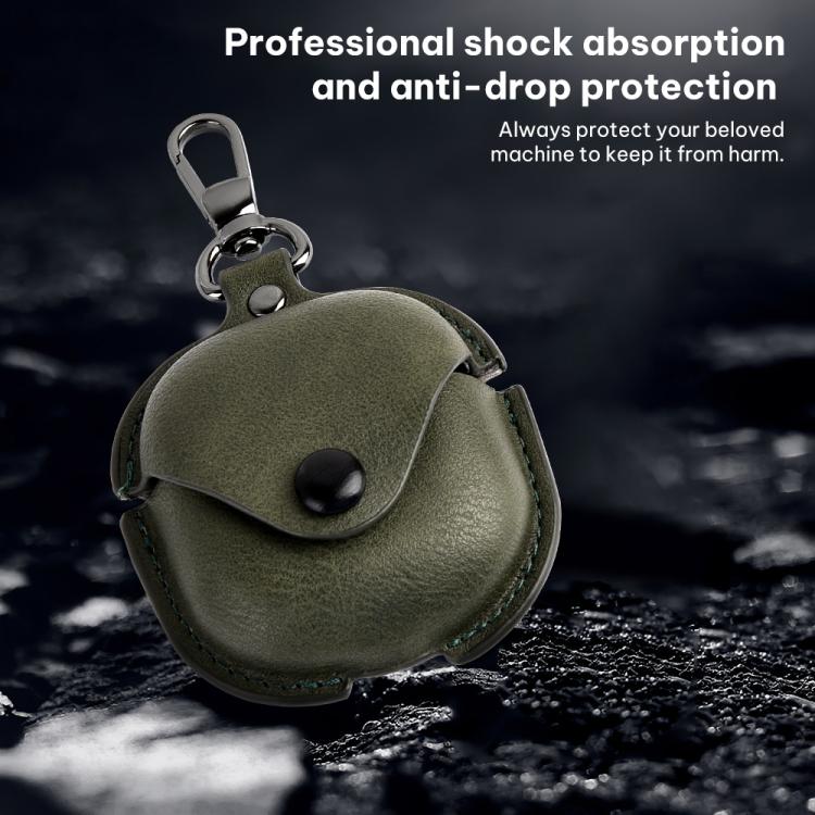 For Samsung Galaxy Buds Core Business Leather Bluetooth Earphone Protective Case with Hook