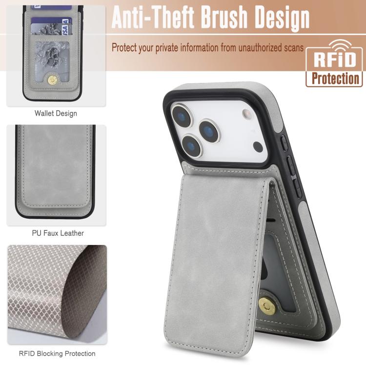 For iPhone 17 Pro YM030 Retro Faux Leather Magnetic Detachable Wallet Phone Case