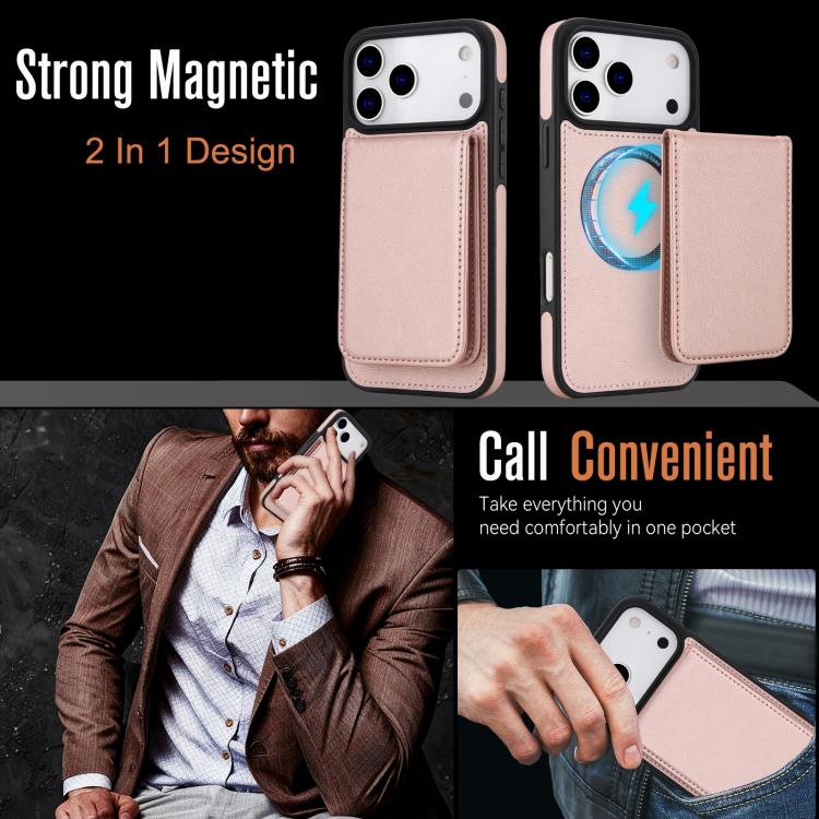 For iPhone 17 Pro YM030 Retro Faux Leather Magnetic Detachable Wallet Phone Case