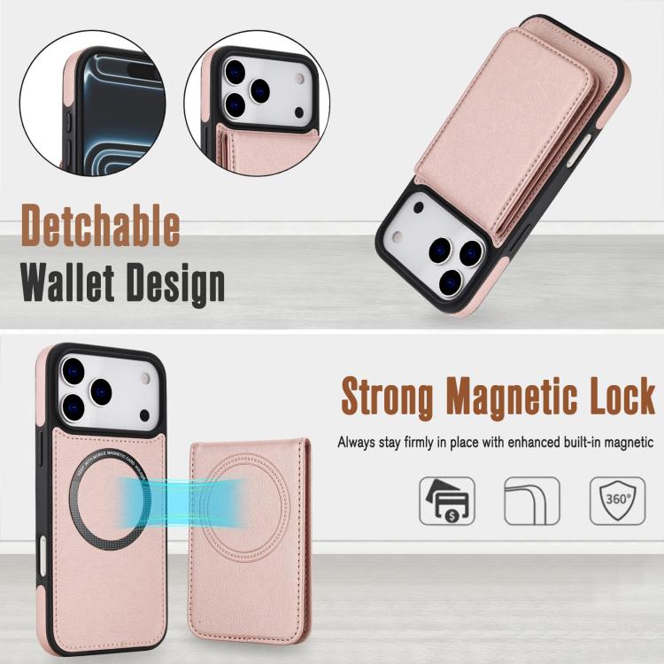 For iPhone 17 Pro YM030 Retro Faux Leather Magnetic Detachable Wallet Phone Case