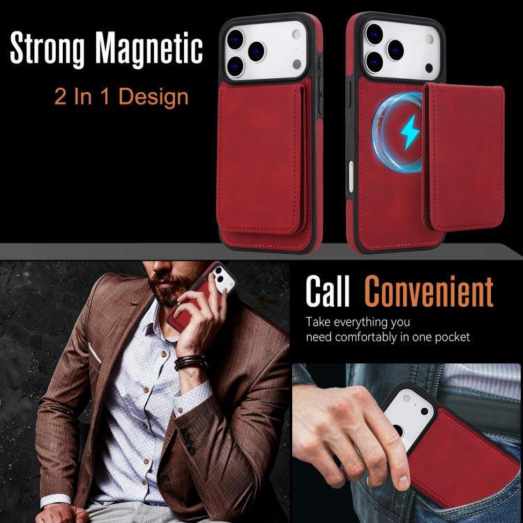 For iPhone 17 Pro Max YM030 Retro Faux Leather Magnetic Detachable Wallet Phone Case