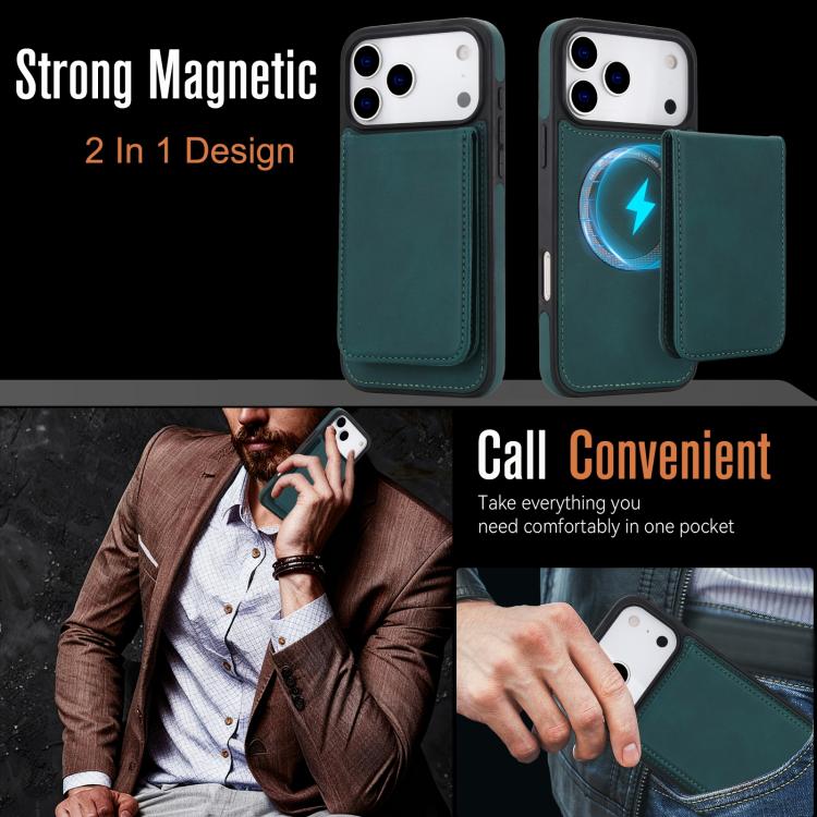 For iPhone 17 Pro Max YM030 Retro Faux Leather Magnetic Detachable Wallet Phone Case