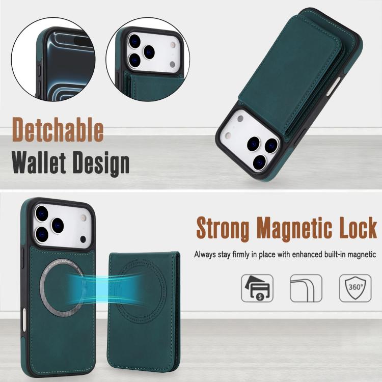 For iPhone 17 Pro Max YM030 Retro Faux Leather Magnetic Detachable Wallet Phone Case
