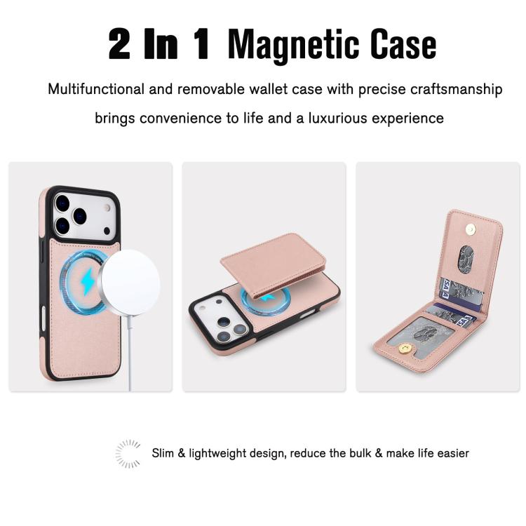 For iPhone 17 Pro Max YM030 Retro Faux Leather Magnetic Detachable Wallet Phone Case