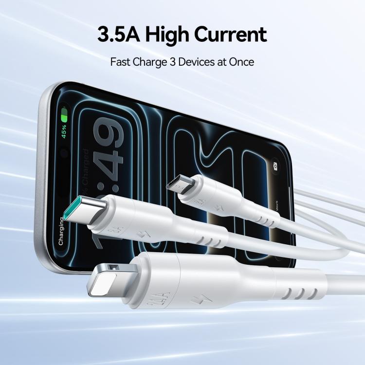 JOYROOM A61 OmniGo Series 3.5A USB-C / Type-C to 8 Pin + USB-C / Type-C, Micro USB 3 in 1 Charging Cable, Length:1.2m