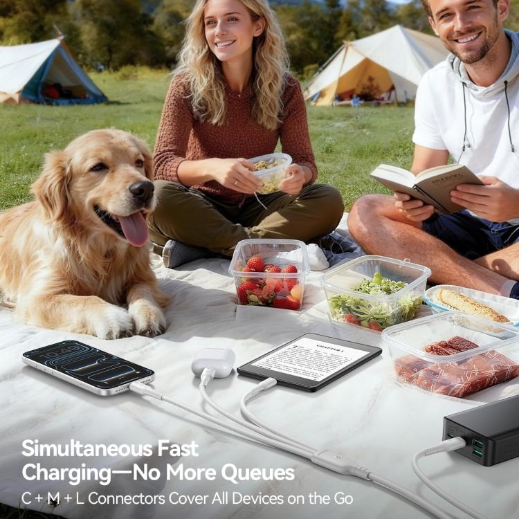 JOYROOM A61 OmniGo Series 3.5A USB-C / Type-C to 8 Pin + USB-C / Type-C, Micro USB 3 in 1 Charging Cable, Length:1.2m