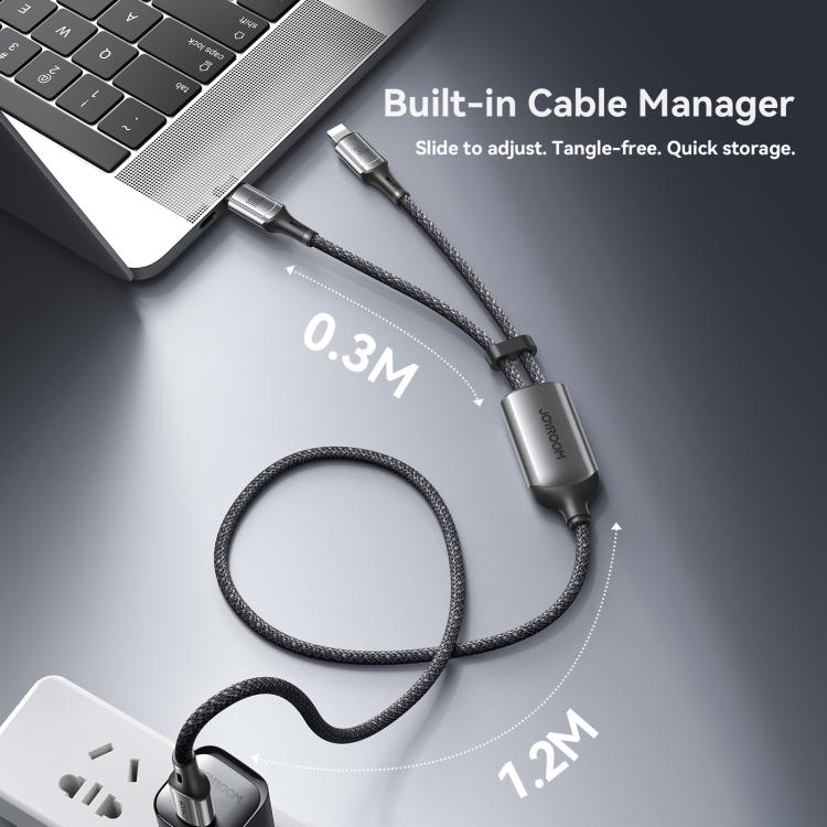 JOYROOM S-A57 RapidX Series 100W 2-in-1 USB-C / Type-C to USB-C / Type-C, 8 Pin Fast Charging Data Cable, Length:1.5m - Dark Gray