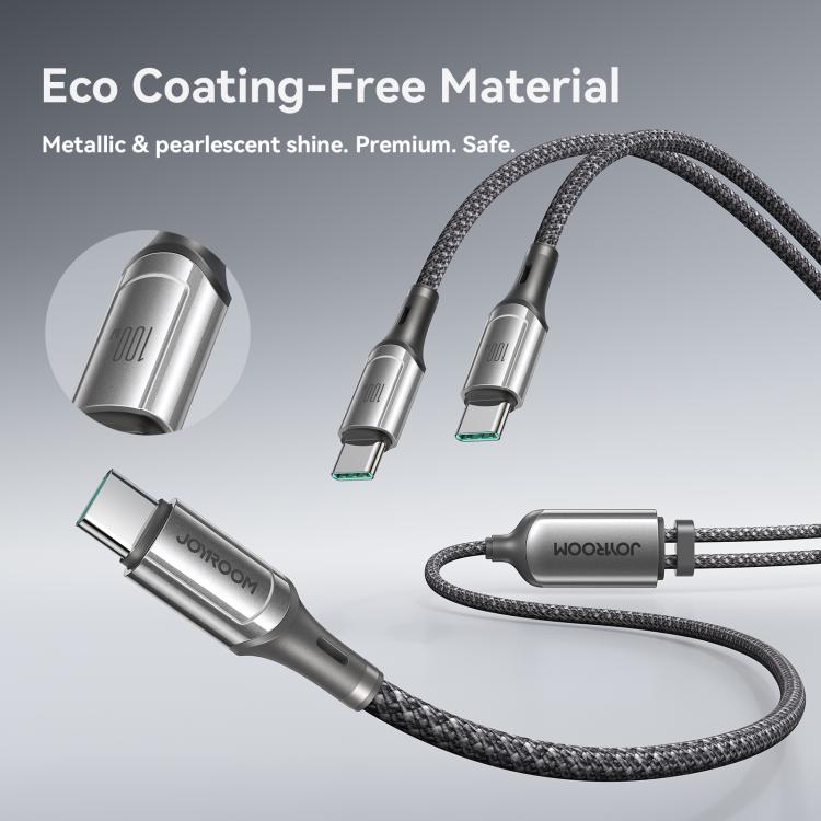 JOYROOM S-A57 RapidX Series 100W 2-in-1 USB-C / Type-C to USB-C / Type-C, USB-C / Type-C Fast Charging Data Cable, Length:1.5m - Dark Gray