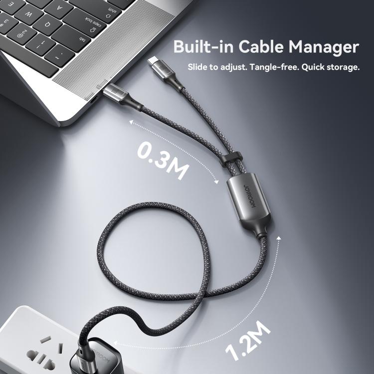 JOYROOM S-A57 RapidX Series 100W 2-in-1 USB-C / Type-C to USB-C / Type-C, USB-C / Type-C Fast Charging Data Cable, Length:1.5m - Dark Gray