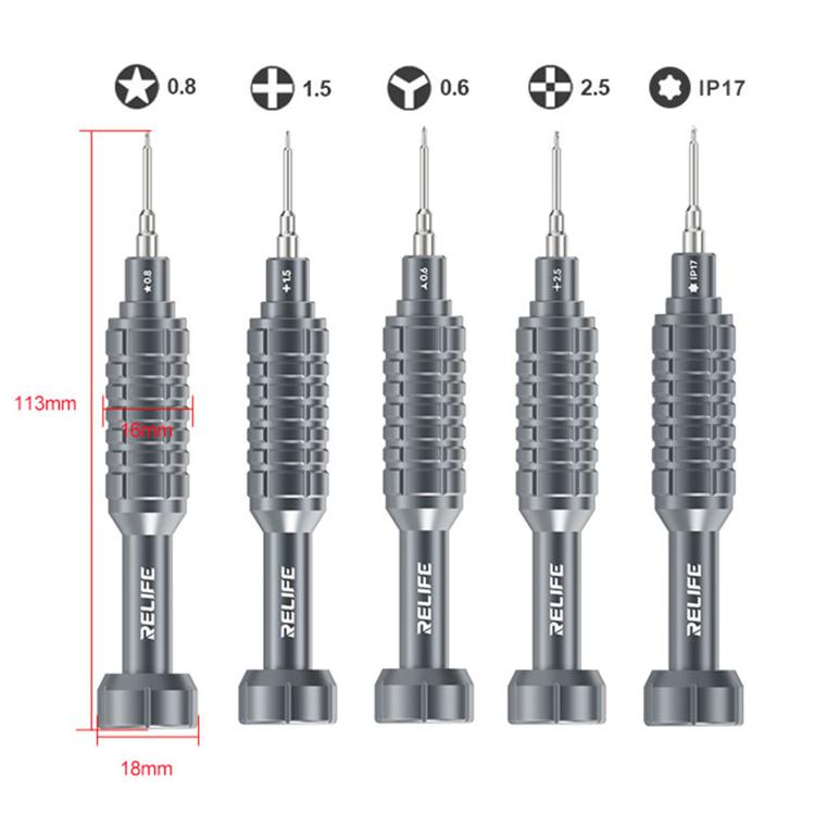 RELIFE RL-730A 5 in 1 Steel Cannon King Classic Series Aluminum Alloy Screwdriver Set
