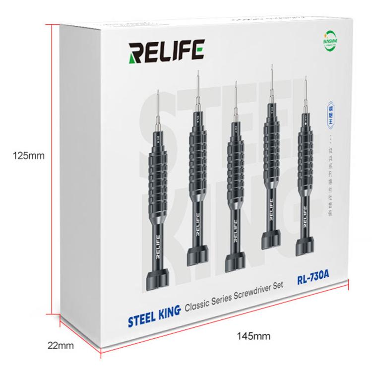 RELIFE RL-730A 5 in 1 Steel Cannon King Classic Series Aluminum Alloy Screwdriver Set