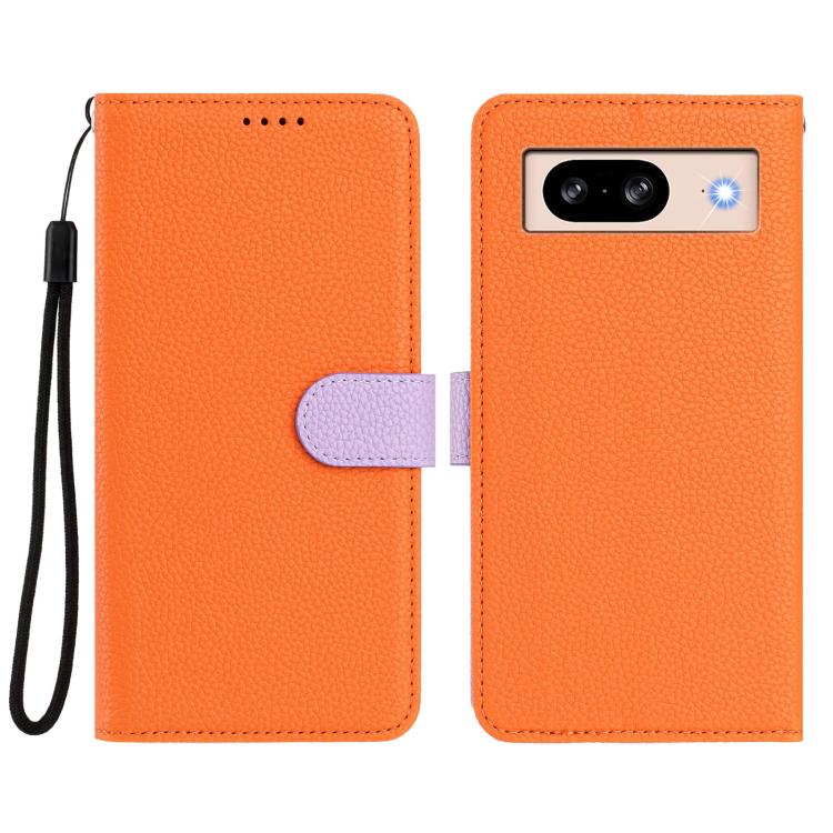For Google Pixel 8 Detachable Litchi Texture Magnetic Side-Patch Vegan Leather Phone Case