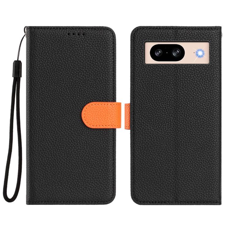 For Google Pixel 8 Detachable Litchi Texture Magnetic Side-Patch Vegan Leather Phone Case