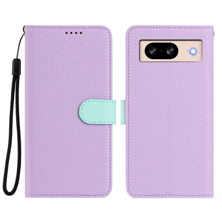 For Google Pixel 8 Pro Detachable Litchi Texture Magnetic Side-Patch Vegan Leather Phone Case