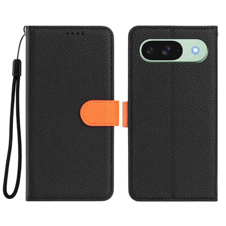 For Google Pixel 9 / 9 Pro Detachable Litchi Texture Magnetic Side-Patch Vegan Leather Phone Case