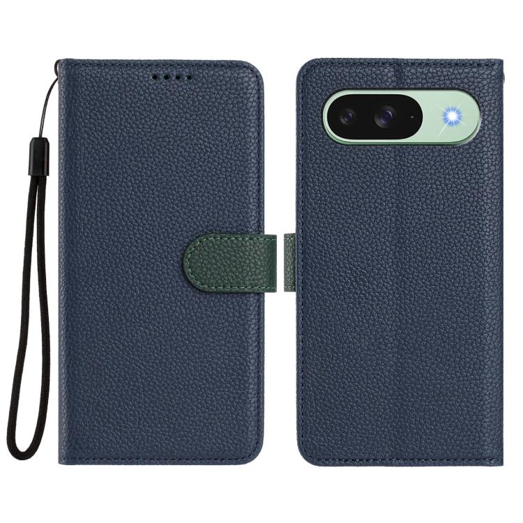 For Google Pixel 9 / 9 Pro Detachable Litchi Texture Magnetic Side-Patch Vegan Leather Phone Case