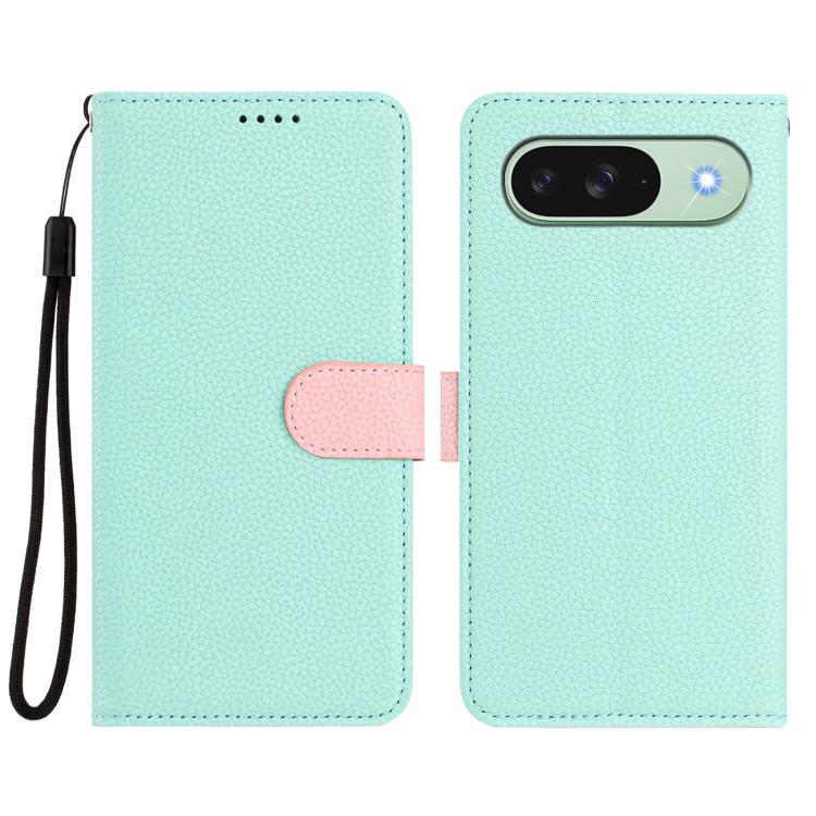 For Google Pixel 9 Pro XL Detachable Litchi Texture Magnetic Side-Patch Vegan Leather Phone Case
