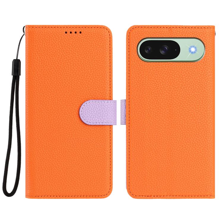 For Google Pixel 9 Pro XL Detachable Litchi Texture Magnetic Side-Patch Vegan Leather Phone Case