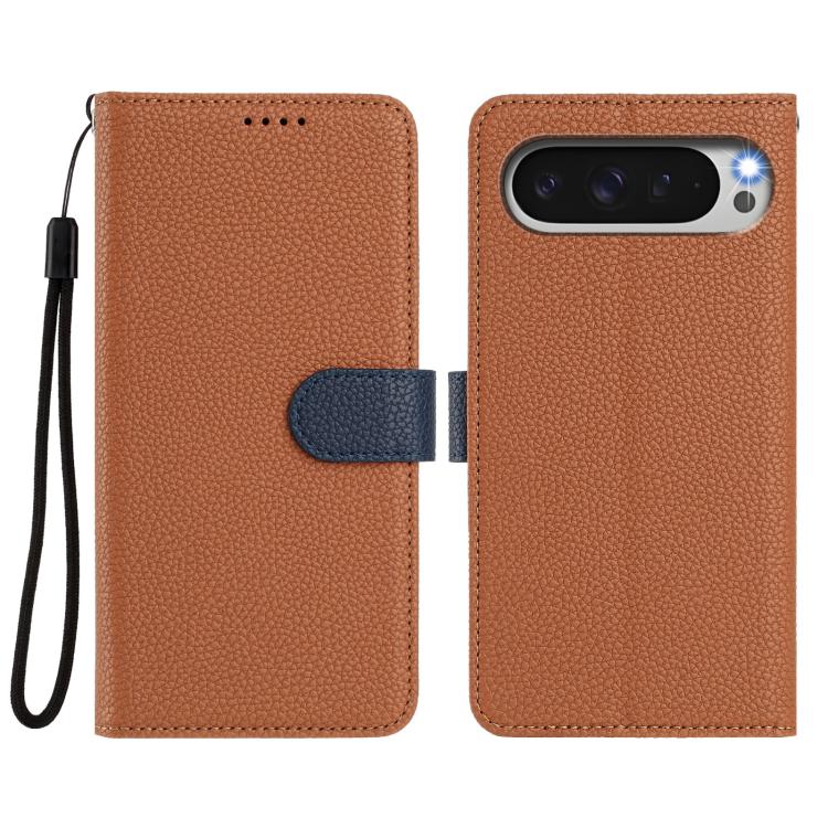 For Google Pixel 10 Pro XL Detachable Litchi Texture Magnetic Side-Patch Vegan Leather Phone Case