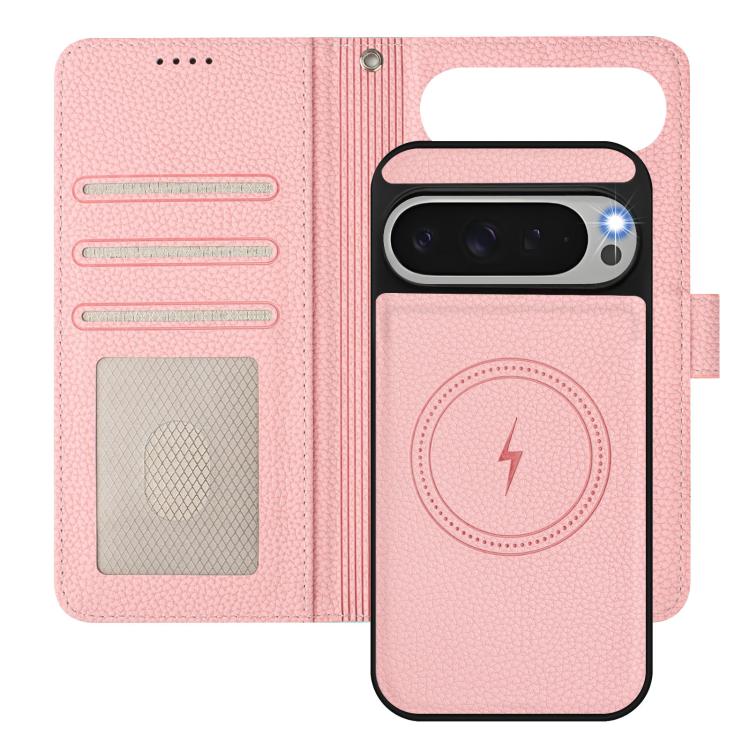 For Google Pixel 10 / 10 Pro Detachable Litchi Texture Magnetic Side-Patch Vegan Leather Phone Case